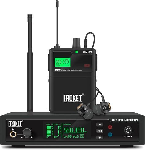 نظام مراقبة الأذن PRO UHF IEM-810 لاسلكي أحادي القناة مع نوع المراقبة للمسرح والفرقة واستوديو التسجيل والموسيقيين والمراقبة (جهاز واحد فقط محمول على الجسم) in Kuwait