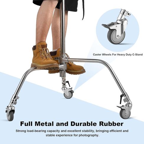 3 عبوات من عجلات دوارة احترافية من سوونفو لحامل إضاءة التصوير الفوتوغرافي بقطر 25 مم، هيكل معدني متين وقاعدة مطاطية للاستوديو/السجاد/الأرضيات الخشبية/الرخام (فضي) in Kuwait