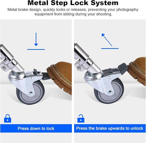3 عبوات من عجلات دوارة احترافية من سوونفو لحامل إضاءة التصوير الفوتوغرافي بقطر 25 مم، هيكل معدني متين وقاعدة مطاطية للاستوديو/السجاد/الأرضيات الخشبية/الرخام (فضي) in Kuwait