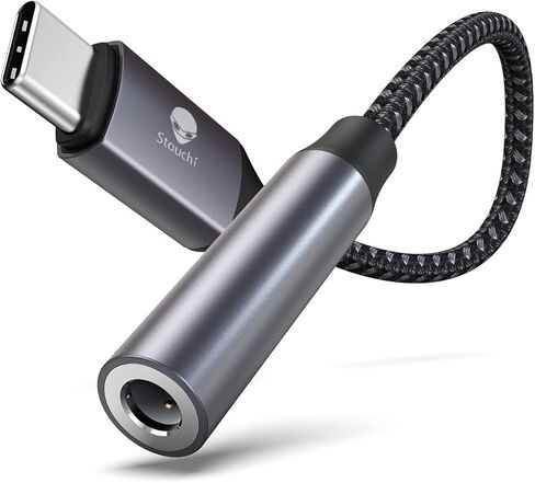 محول Stouchi USB C إلى 3.5 ملم أنثى، كابل مقبس صوت من النوع C، كابل Hi-Fi Dongle لهاتف iPhone 15، Pixel 8 7 6a، Samsung Galaxy S22 S21 Ultra Z Flip Note20،2022 iPad Pro - رمادي in Kuwait
