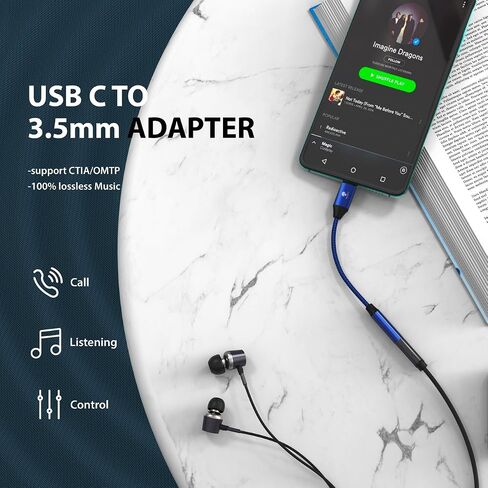محول Stouchi USB C إلى 3.5 ملم أنثى، كابل مقبس صوت من النوع C، كابل Hi-Fi Dongle لهاتف iPhone 15، Pixel 8 7 6a، Samsung Galaxy S22 S21 Ultra Z Flip Note20،2022 iPad Pro - رمادي in Saudi Arabia
