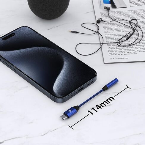 محول Stouchi USB C إلى 3.5 ملم أنثى، كابل مقبس صوت من النوع C، كابل Hi-Fi Dongle لهاتف iPhone 15، Pixel 8 7 6a، Samsung Galaxy S22 S21 Ultra Z Flip Note20،2022 iPad Pro - رمادي in Saudi Arabia