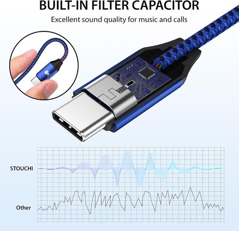 محول Stouchi USB C إلى 3.5 ملم أنثى، كابل مقبس صوت من النوع C، كابل Hi-Fi Dongle لهاتف iPhone 15، Pixel 8 7 6a، Samsung Galaxy S22 S21 Ultra Z Flip Note20،2022 iPad Pro - رمادي in Saudi Arabia