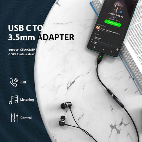 Stouchi USB C to 3.5mm Dongle Adapter, USB C to 3.5mm Headphone Jack Hi-Fi DAC Compatible with Pixel 7/6a/6/5, iPad Mini 6, Samsung Galaxy S22/S21/S20 Plus Ultra, Note 20/10 -Black in Kuwait