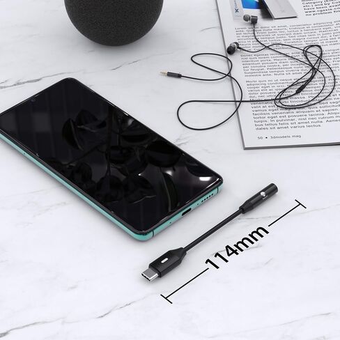 Stouchi USB C to 3.5mm Dongle Adapter, USB C to 3.5mm Headphone Jack Hi-Fi DAC Compatible with Pixel 7/6a/6/5, iPad Mini 6, Samsung Galaxy S22/S21/S20 Plus Ultra, Note 20/10 -Black in Kuwait