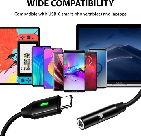 Stouchi USB C to 3.5mm Dongle Adapter, USB C to 3.5mm Headphone Jack Hi-Fi DAC Compatible with Pixel 7/6a/6/5, iPad Mini 6, Samsung Galaxy S22/S21/S20 Plus Ultra, Note 20/10 -Black in Kuwait