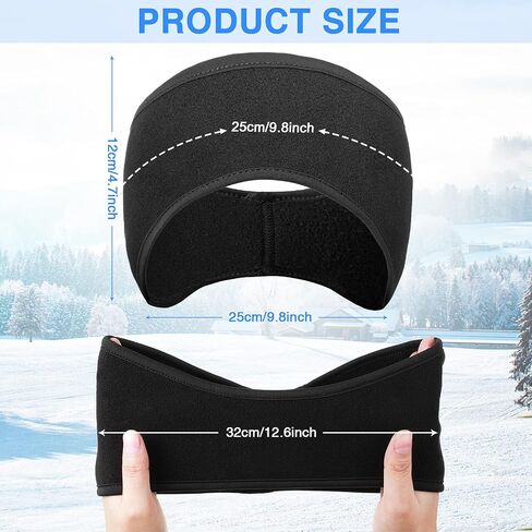 8 Pieces Ear Warmer Headbands with Buttons Fleece Muffs Headband Winter Running Sweatband Stretchy Ear Cover Cold Weather Ear Muffs Sports Earmuff for Women Men Cycling Skiing Jogging (Black) in Saudi Arabia