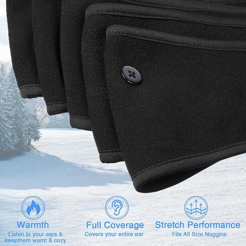 8 Pieces Ear Warmer Headbands with Buttons Fleece Muffs Headband Winter Running Sweatband Stretchy Ear Cover Cold Weather Ear Muffs Sports Earmuff for Women Men Cycling Skiing Jogging (Black) in Saudi Arabia
