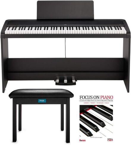 مجموعة بيانو رقمي KORG B2SP مكونة من 88 مفتاحًا مع مجموعة حامل مع وحدة ثلاثية الدواسات ومقعد بيانو وكتاب بيانو (3 عناصر) in Saudi Arabia