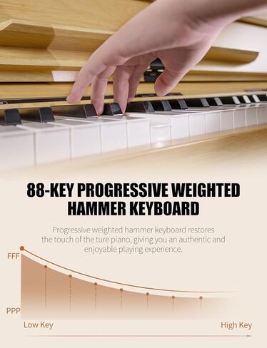 88-Key Wooden Digital Piano Heavy Hammer Keyboard - Full-Size Weighted Electric Piano for Beginners, with Sheet Music Stand, Triple Pedal, Power Adapter, and USB-MIDI Support-Dark Brown in Kuwait