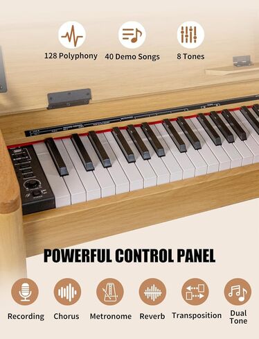 88-Key Wooden Digital Piano Heavy Hammer Keyboard - Full-Size Weighted Electric Piano for Beginners, with Sheet Music Stand, Triple Pedal, Power Adapter, and USB-MIDI Support-Dark Brown in Kuwait