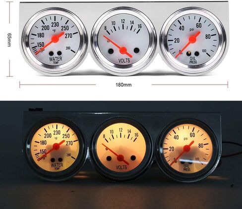 مجموعة قياس ثلاثية، مقياس مياه فولتت الزيت - ضغط زيت الكروم، والجهد الكهربي، ودرجة حرارة الماء، مجموعة قياس تلقائي ثلاثية متر للسيارة 3 في 1 in Kuwait