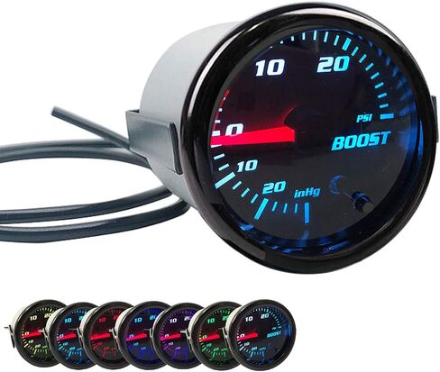 Black 52mm 2" Turbo Boost Gauge 0-30 PSI Pressure Vacuum Turbo Meter with 7 Color Tinted (with Gauge Cup) in Saudi Arabia
