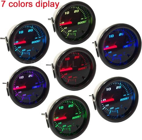 Black 52mm 2" Turbo Boost Gauge 0-30 PSI Pressure Vacuum Turbo Meter with 7 Color Tinted (with Gauge Cup) in Saudi Arabia
