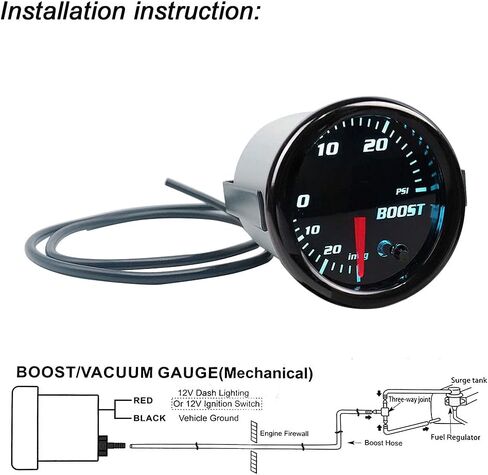 Black 52mm 2" Turbo Boost Gauge 0-30 PSI Pressure Vacuum Turbo Meter with 7 Color Tinted (with Gauge Cup) in Saudi Arabia