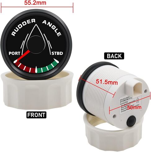 KAOLALI 52mm Rudder Angle Indicator Waterproof Gauge Meter 0-190 ohm with Mating Angle Sensor for Boat Yacht 52mm 9-32V Backlight（Black） in Kuwait
