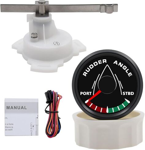 KAOLALI 52mm Rudder Angle Indicator Waterproof Gauge Meter 0-190 ohm with Mating Angle Sensor for Boat Yacht 52mm 9-32V Backlight（Black） in Kuwait