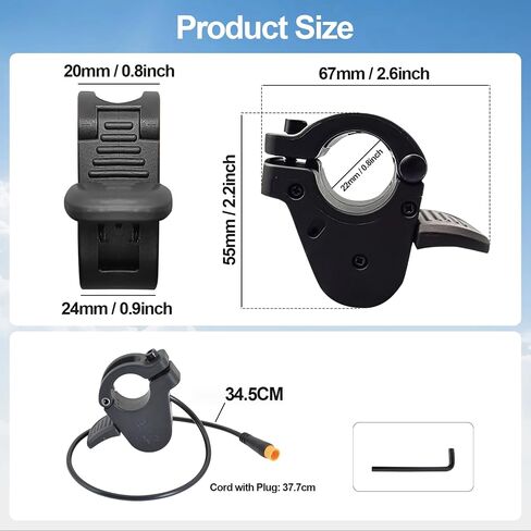 خنق كهربائي 300X خنق الإبهام ل 7/8 بوصة 22 مم المقاود اليسرى واليمنى 12 فولت 24 فولت 36 فولت 48 فولت 60 فولت 72 فولت الدراجات الإلكترونية الكهربائية (قابس مقاوم للماء M8) in Kuwait
