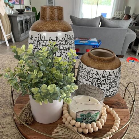Vintage Ceramic Farmhouse Vase, 11.4in Rustic Vase for Flower Decor Vintage Style Vase for Home Decor Floral Arrangement Housewarming Hostess Gift in Saudi Arabia