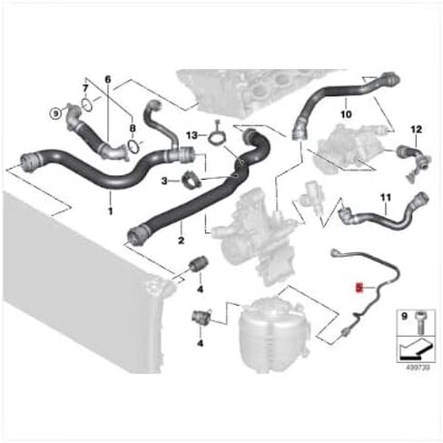 أنبوب تبريد من LINK-LOCK غلاية ثانوية إلى رأس الاسطوانة انبوب ماء 17128654868 لسيارات BMW B48 3 Series 320I 325I 330I G20 g21 in Kuwait