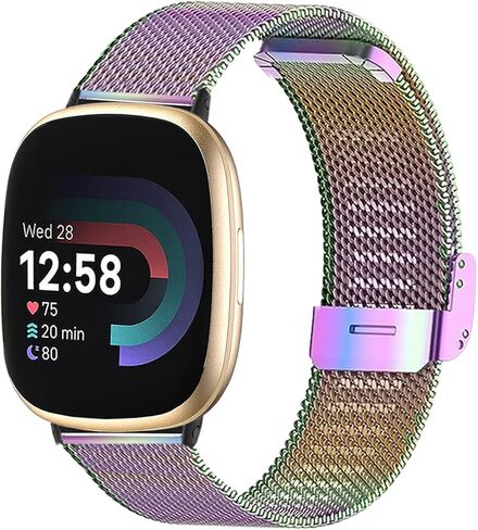 أساور ماتيل متوافقة مع Fit bit Versa 3/Versa 4/Sense/Sense 2 للنساء والرجال، سوار معصم بديل شبكي من الفولاذ المقاوم للصدأ من أجل Fit bit Versa 4/Fit bit Versa 3 in Saudi Arabia