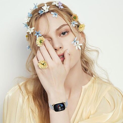 أساور ماتيل متوافقة مع Fit bit Versa 3/Versa 4/Sense/Sense 2 للنساء والرجال، سوار معصم بديل شبكي من الفولاذ المقاوم للصدأ من أجل Fit bit Versa 4/Fit bit Versa 3 in Kuwait