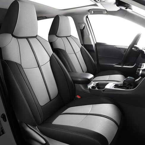 أغطية مقاعد السيارة RAV4 ملائمة حسب الطلب 2019-2024، مجموعة كاملة من الجلود المضادة للانزلاق لحماية وسادة السيارة تناسب Toyota RAV4 (ليس للهجين، Prime، Adventure، TRD-Off) in Kuwait
