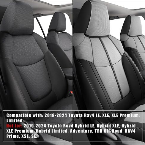 أغطية مقاعد السيارة RAV4 ملائمة حسب الطلب 2019-2024، مجموعة كاملة من الجلود المضادة للانزلاق لحماية وسادة السيارة تناسب Toyota RAV4 (ليس للهجين، Prime، Adventure، TRD-Off) in Kuwait