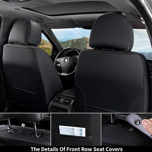 Coverado Seat Covers, Car Seat Covers Front Seats, Car Seat Cover, Car Seat Protector Waterproof, Car Seat Cushion Nappa Leather, Black Seat Covers for Cars Carseat Cover Universal Fit for Most Cars in Saudi Arabia