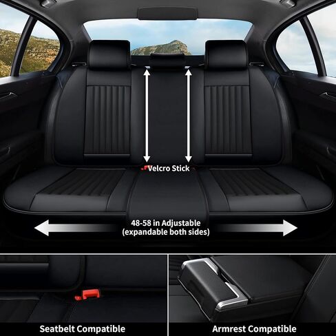 Coverado Seat Covers, Car Seat Covers Front Seats, Car Seat Cover, Car Seat Protector Waterproof, Car Seat Cushion Nappa Leather, Black Seat Covers for Cars Carseat Cover Universal Fit for Most Cars in Saudi Arabia