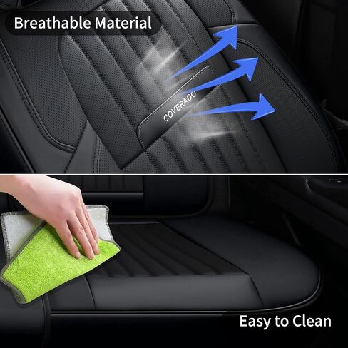 Coverado Seat Covers, Car Seat Covers Front Seats, Car Seat Cover, Car Seat Protector Waterproof, Car Seat Cushion Nappa Leather, Black Seat Covers for Cars Carseat Cover Universal Fit for Most Cars in Saudi Arabia