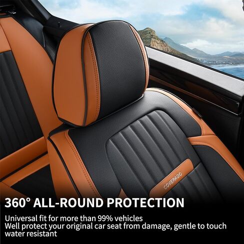 أغطية مقاعد Coverado، أغطية مقاعد السيارة المقاعد الأمامية، غطاء مقعد السيارة، واقي مقعد السيارة مقاوم للماء، وسادة مقعد السيارة من جلد نابا، أغطية مقاعد سوداء للسيارات غطاء مقعد السيارة عالمي مناسب لمعظم السيارات in Kuwait