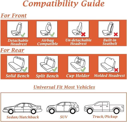 أغطية مقاعد Coverado، أغطية مقاعد السيارة المقاعد الأمامية، غطاء مقعد السيارة، واقي مقعد السيارة مقاوم للماء، وسادة مقعد السيارة من جلد نابا، أغطية مقاعد سوداء للسيارات غطاء مقعد السيارة عالمي مناسب لمعظم السيارات in Kuwait