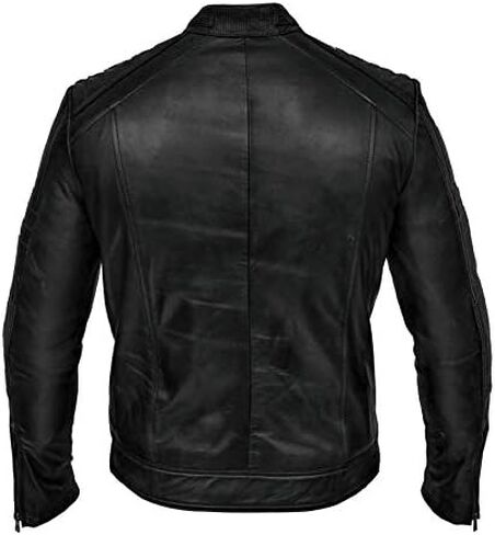 Mens Biker Vintage Antique Brown Cafe Racer Real Leather Jacket in Kuwait