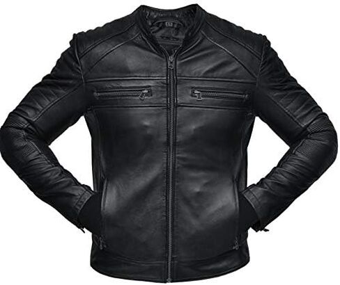 Mens Biker Vintage Antique Brown Cafe Racer Real Leather Jacket in Kuwait