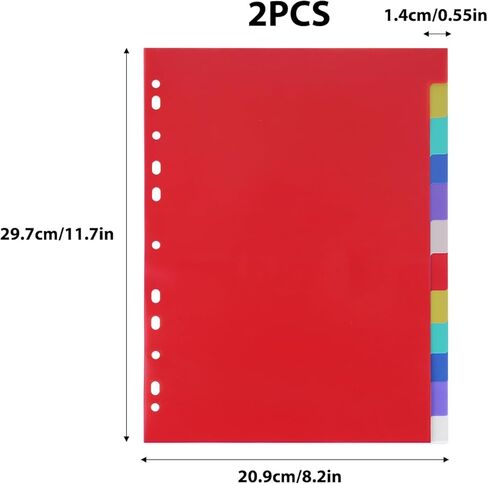 EOOUT 12 فواصل بلاستيكية، ألوان متنوعة، 12 فواصل مؤشر مع 11 فتحة، لأجهزة الكمبيوتر المحمولة و3 مجلدات حلقية، حجم الحروف، مجموعة من 2، 24 فواصل in Kuwait