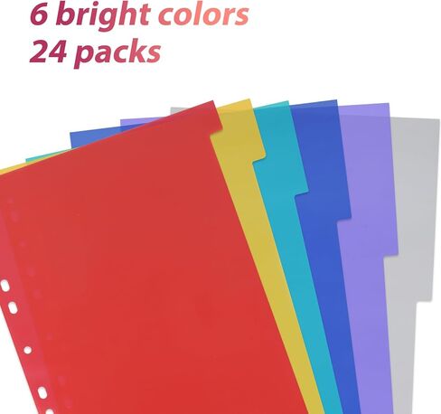 EOOUT 12 فواصل بلاستيكية، ألوان متنوعة، 12 فواصل مؤشر مع 11 فتحة، لأجهزة الكمبيوتر المحمولة و3 مجلدات حلقية، حجم الحروف، مجموعة من 2، 24 فواصل in Kuwait