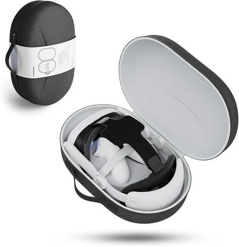 حقيبة حمل صلبة متوافقة مع 2023 Meta Quest 3، مناسبة لحزام الرأس Elite مع وحدة تحكم تعمل باللمس، وكابل USB-C، وتخزين البطارية والشاحن، وحقيبة سفر لملحقات الواقع الافتراضي لـ Oculus Quest 3، أسود in Kuwait