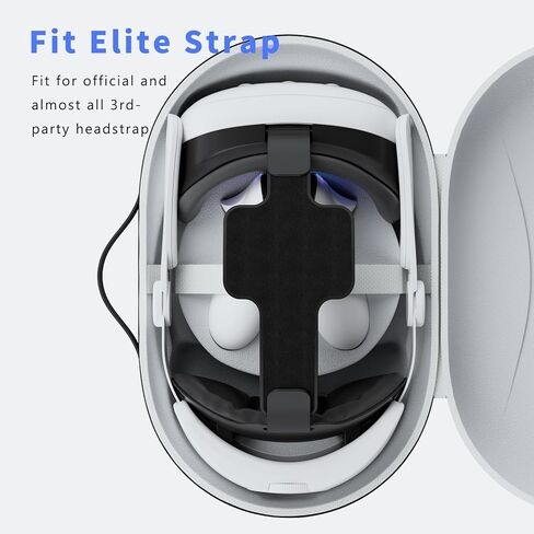 حقيبة حمل صلبة متوافقة مع 2023 Meta Quest 3، مناسبة لحزام الرأس Elite مع وحدة تحكم تعمل باللمس، وكابل USB-C، وتخزين البطارية والشاحن، وحقيبة سفر لملحقات الواقع الافتراضي لـ Oculus Quest 3، أسود in Kuwait