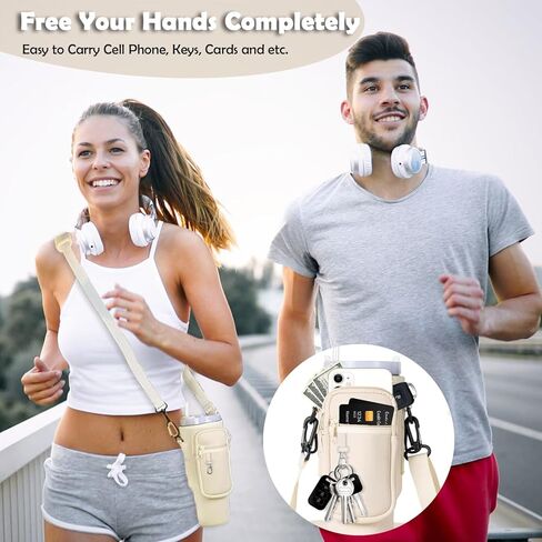 حقيبة حامل زجاجات المياه مع جيب للهاتف لكوب ستانلي 40 أونصة، حقيبة حامل زجاجة مياه من النيوبرين من كيكيمو مع حزام قابل للتعديل وحلقة تسلق لكوب ستانلي، ملحقات مثالية أثناء التنقل (أبيض) in Kuwait