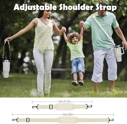 حقيبة حامل زجاجات المياه مع جيب للهاتف لكوب ستانلي 40 أونصة، حقيبة حامل زجاجة مياه من النيوبرين من كيكيمو مع حزام قابل للتعديل وحلقة تسلق لكوب ستانلي، ملحقات مثالية أثناء التنقل (أبيض) in Kuwait