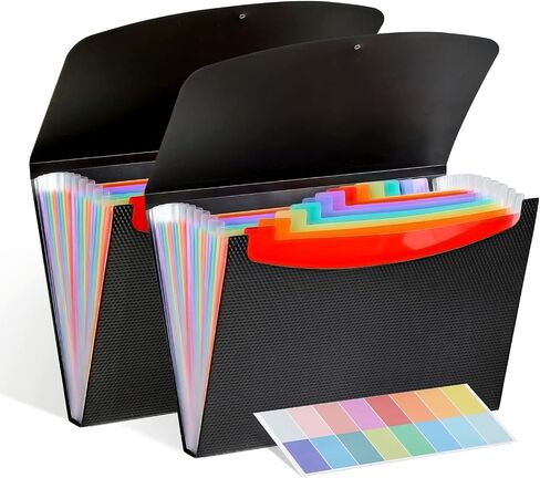 EOOUT 2pcs Expanding File Folder, A4 Letter Size Accordion Folder with 32pcs Labels in 16 Colors for School and Office Organzation, 5 Pockets for School and Office Supplies in Saudi Arabia