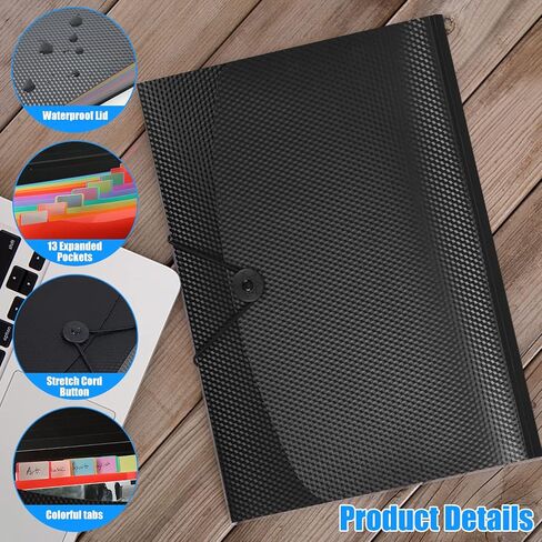 EOOUT 2pcs Expanding File Folder, A4 Letter Size Accordion Folder with 32pcs Labels in 16 Colors for School and Office Organzation, 5 Pockets for School and Office Supplies in Saudi Arabia