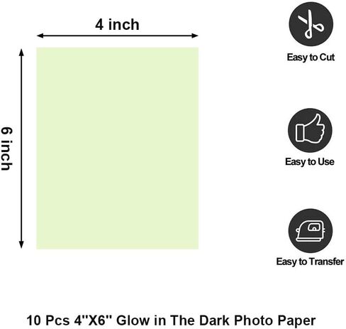 ورق صور يتوهج في الظلام، ورق طباعة مضيء ورق طباعة نافث للحبر من الفينيل للصور لحفلات الهالوين (10 قطع متوهجة باللون الأصفر والأخضر) مقاس 10.16 سم × 15.24 سم in Kuwait