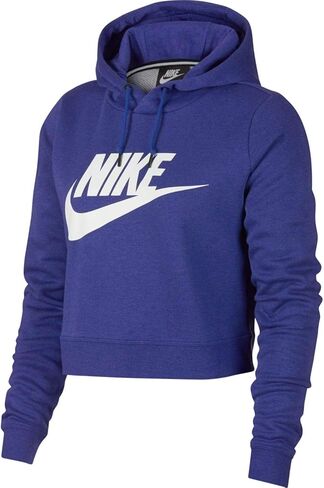 NIKE Womens Rally Hoodie Crop Top Sweatshirt Light Concord/White AQ9965-429-Size Large in Saudi Arabia