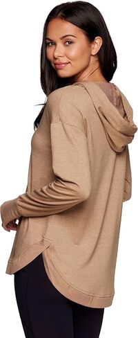 RBX Active Women's French Terry Hoodie Top with Thumbholes Lightweight Long Sleeve Hoodie Pullover Tunic for Yoga Casual Wear in Saudi Arabia