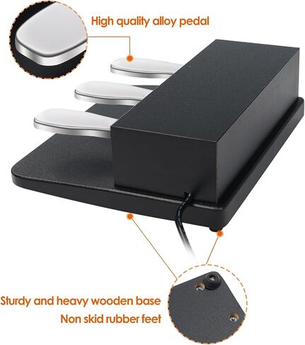 Portable 3-Pedal Board unit for Electric pianos keyboards, Soft pedal & Sostenuto pedal & Sustain pedal, Anti-slip 3 Pedal Compatible With Yamaha P125 P121 P515 DGX670 Digital pianos keyboards (Black) in Saudi Arabia