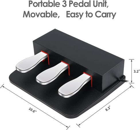 Portable 3-Pedal Board unit for Electric pianos keyboards, Soft pedal & Sostenuto pedal & Sustain pedal, Anti-slip 3 Pedal Compatible With Yamaha P125 P121 P515 DGX670 Digital pianos keyboards (Black) in Saudi Arabia