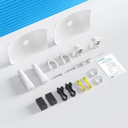 Wireless Bridge Gigabit Enterprise,Coolpie PTP5AC 23dBi High-gain Antenna,5.8G MINO 2x2 Transmission,Point to Point CPE Up to 12KM,VLAN Communication,Outdoor IP45 Waterproof,24V PoE Injector,2-Pack in Kuwait