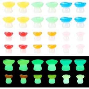 Cheriswelry 30Pcs Mini Resin Luminous Mushrooms Ornaments Glow in The Dark Micro Landscape Garden Decoration 8.5-11mm for Bonsai Crafts Dollhouse Accessory